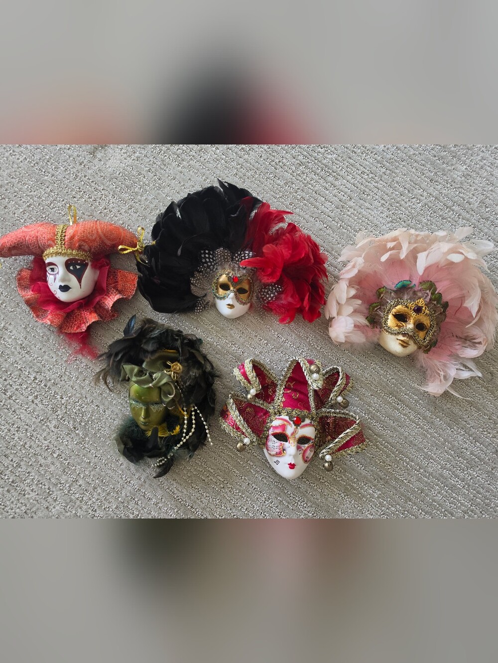 Venetian masquerade masks, set of 5